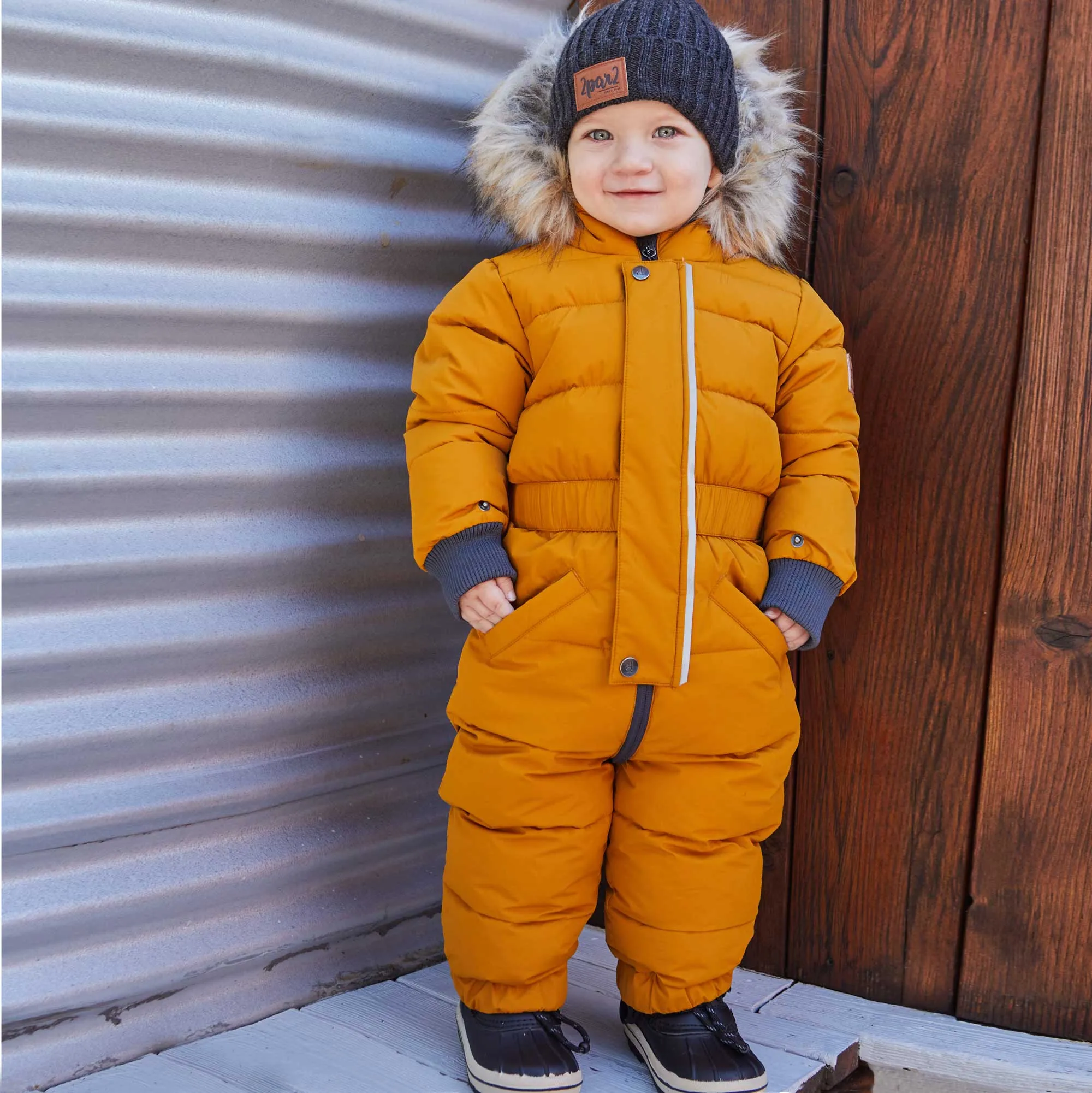 One Piece Baby Snowsuit Ocher