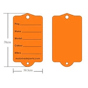 Orange Car key Tags With Rings & Pen