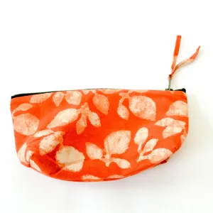 Orange Leaf Cosmetic Bag Large Zipper Pouch