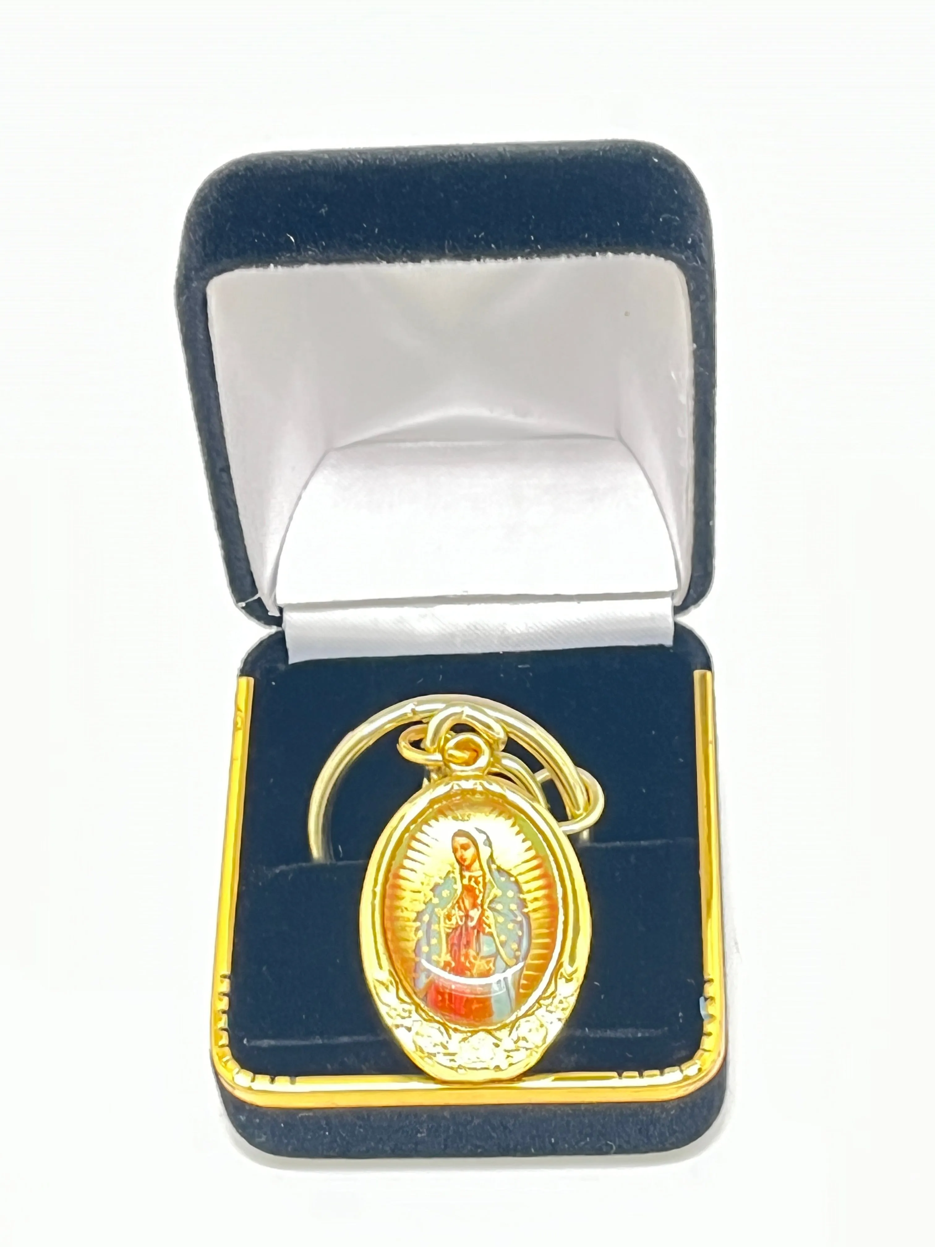 Our Lady of Guadalupe and St. Juan Diego Key Chain with Velvet Box
