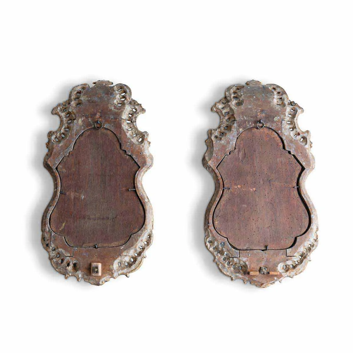 Pair of Baroque Swedish Mirrored Wall Sconces with Candle Holders