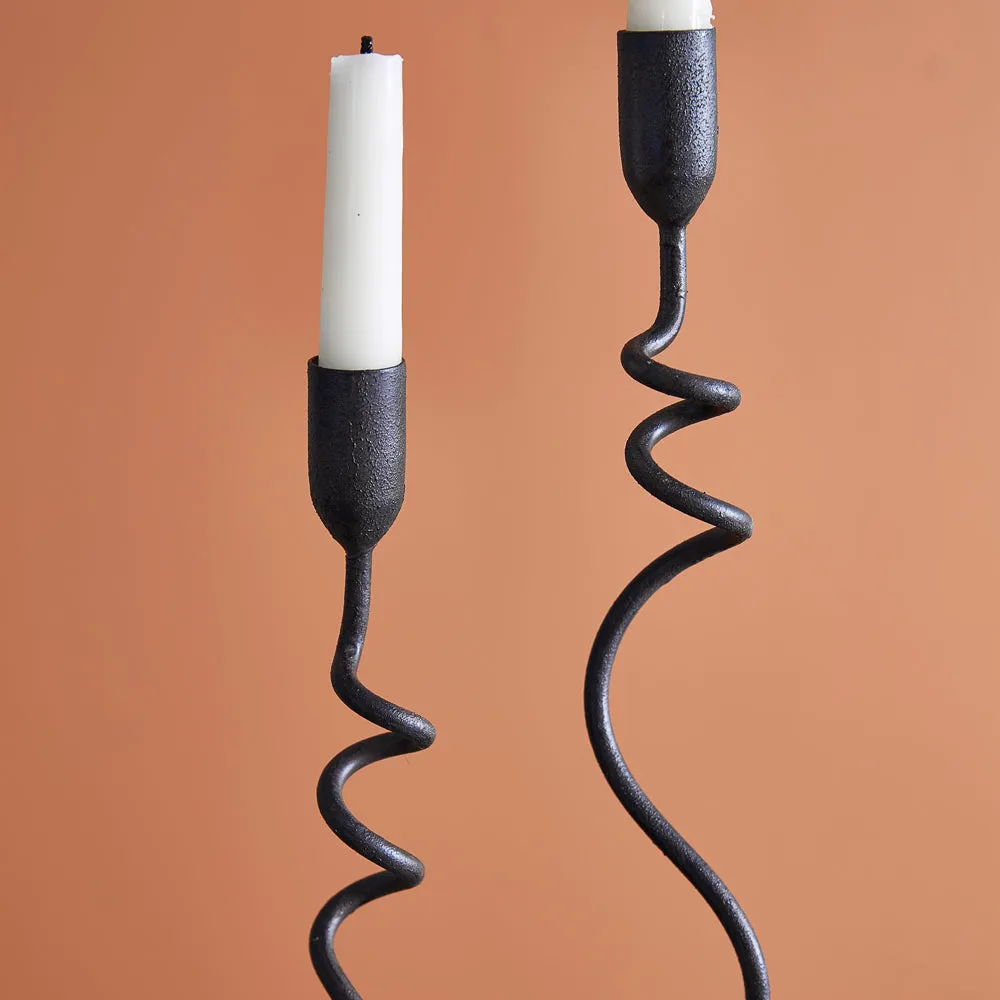 Pair of Whimsical Curly Taper Candle Holders