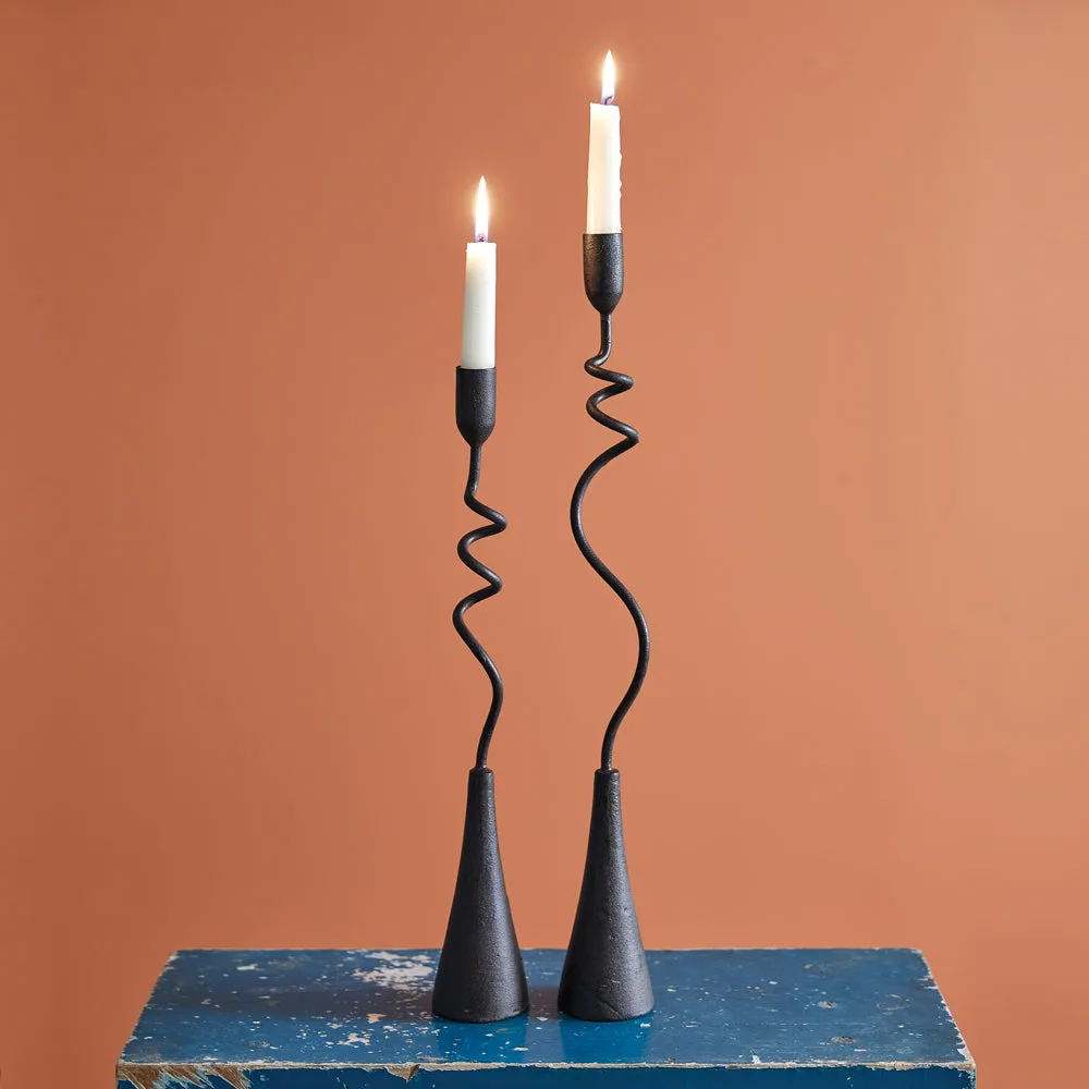Pair of Whimsical Curly Taper Candle Holders