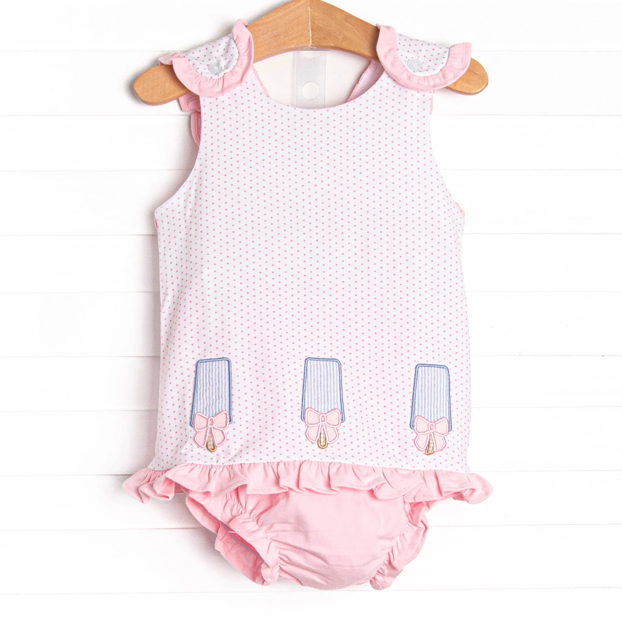 Palm Beach Popsicles Applique Diaper Set, Pink