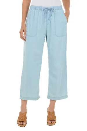 Patch Pockets Lightweight Denim Crop Pant