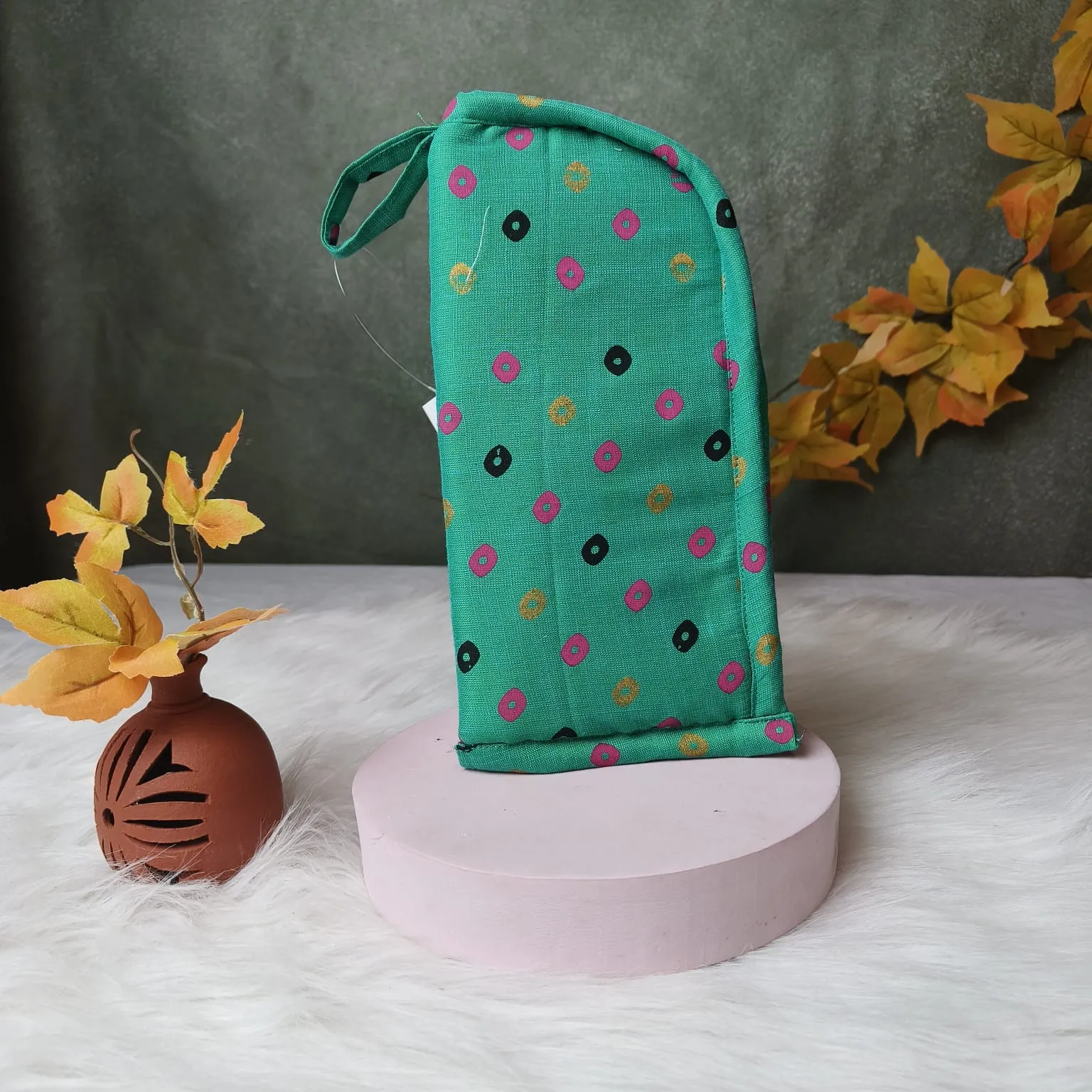 Phone Holder Green Bandhini Print