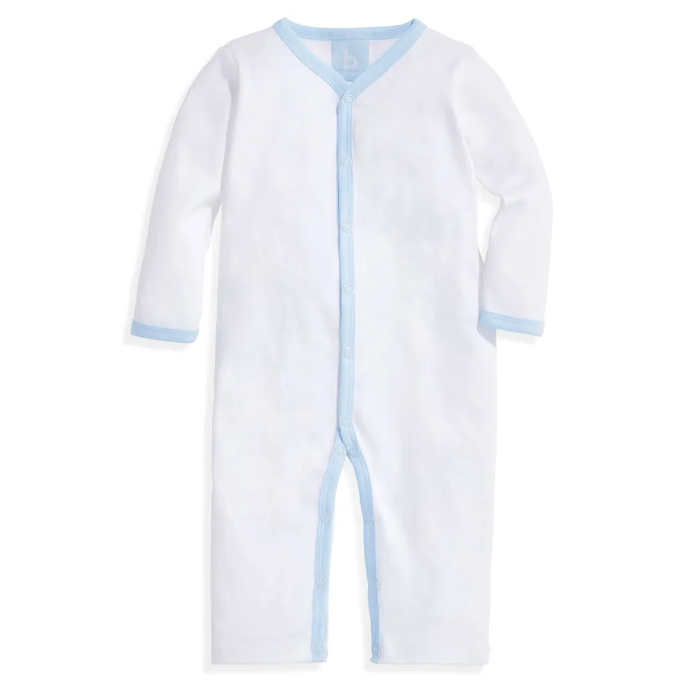 Pima Romper -- White w/ Blue