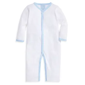 Pima Romper -- White w/ Blue