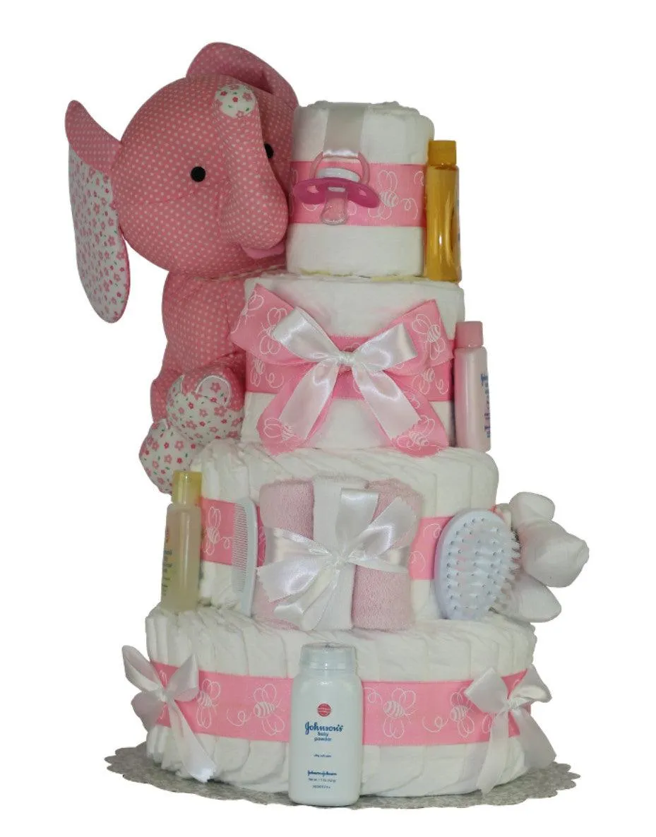 Pink Elephant Diaper Cake