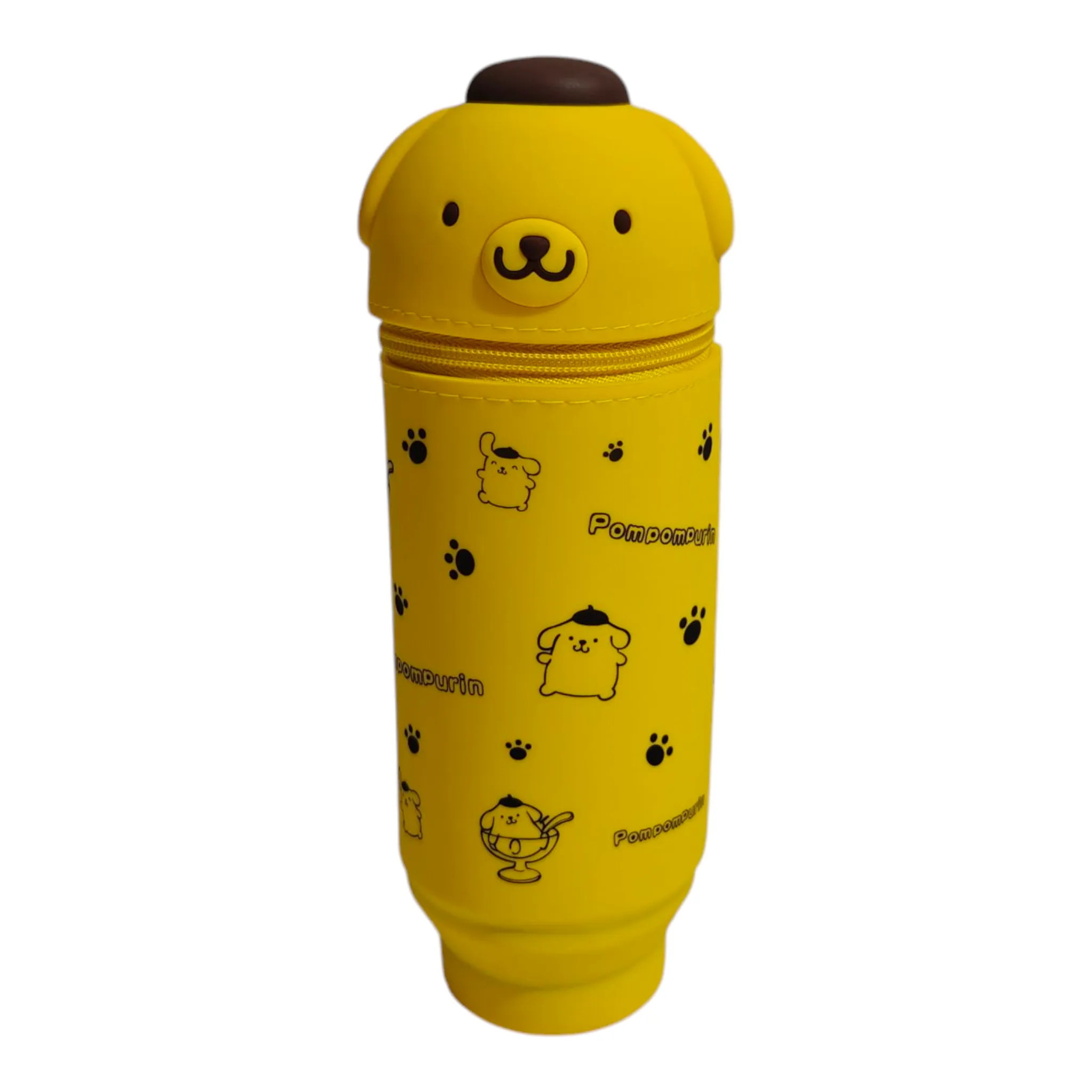 POMPOMPURIN FACE SILICONE PENCIL POUCH - YELLOW