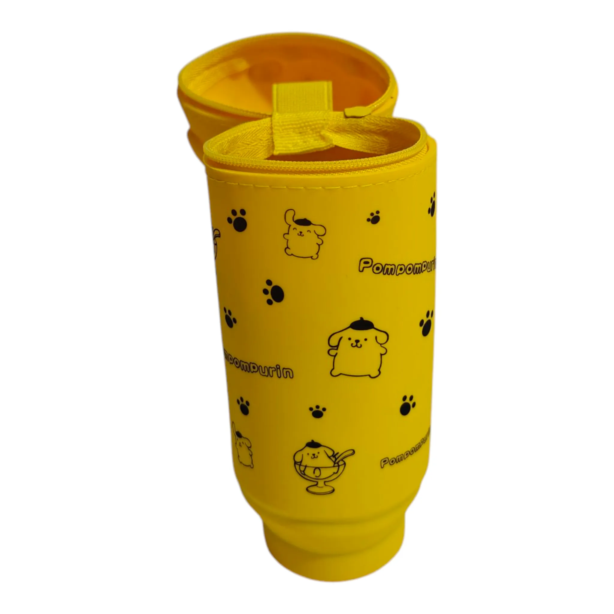 POMPOMPURIN FACE SILICONE PENCIL POUCH - YELLOW