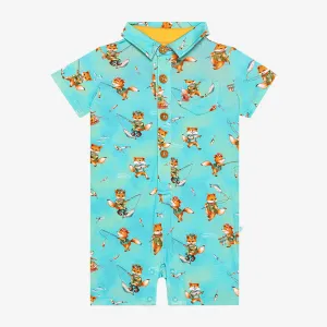 Posh Peanut Arlo S/S Collared Henley Romper