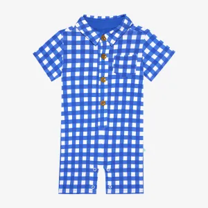 Posh Peanut Joshua Short Sleeve Collared Henley Romper
