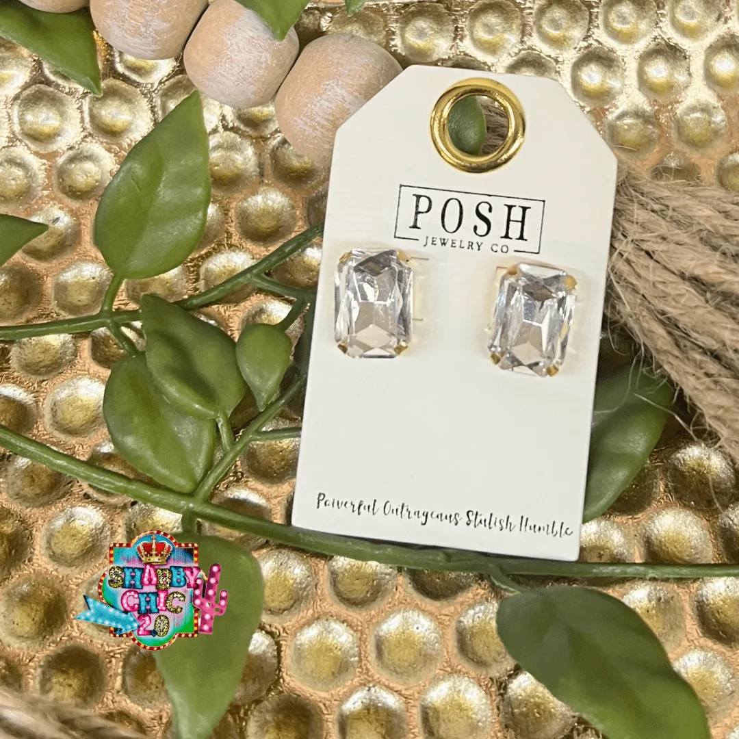 Posh Princess Cut Earrings - Clear