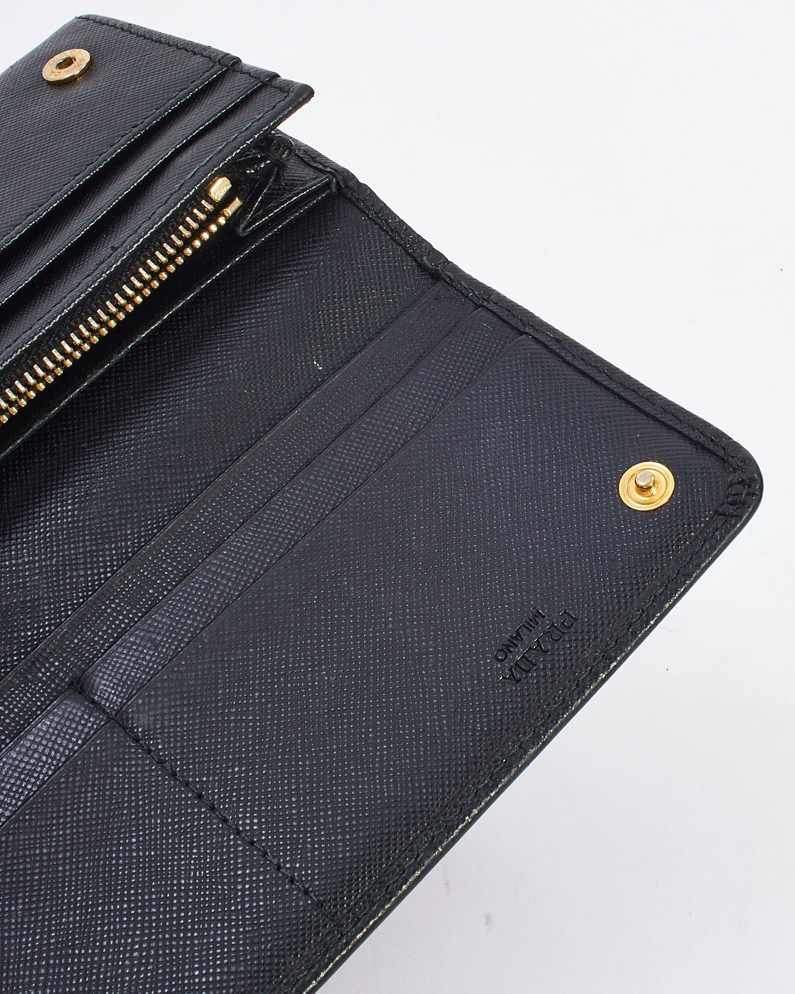 Prada Black Saffiano Leather Large Wallet