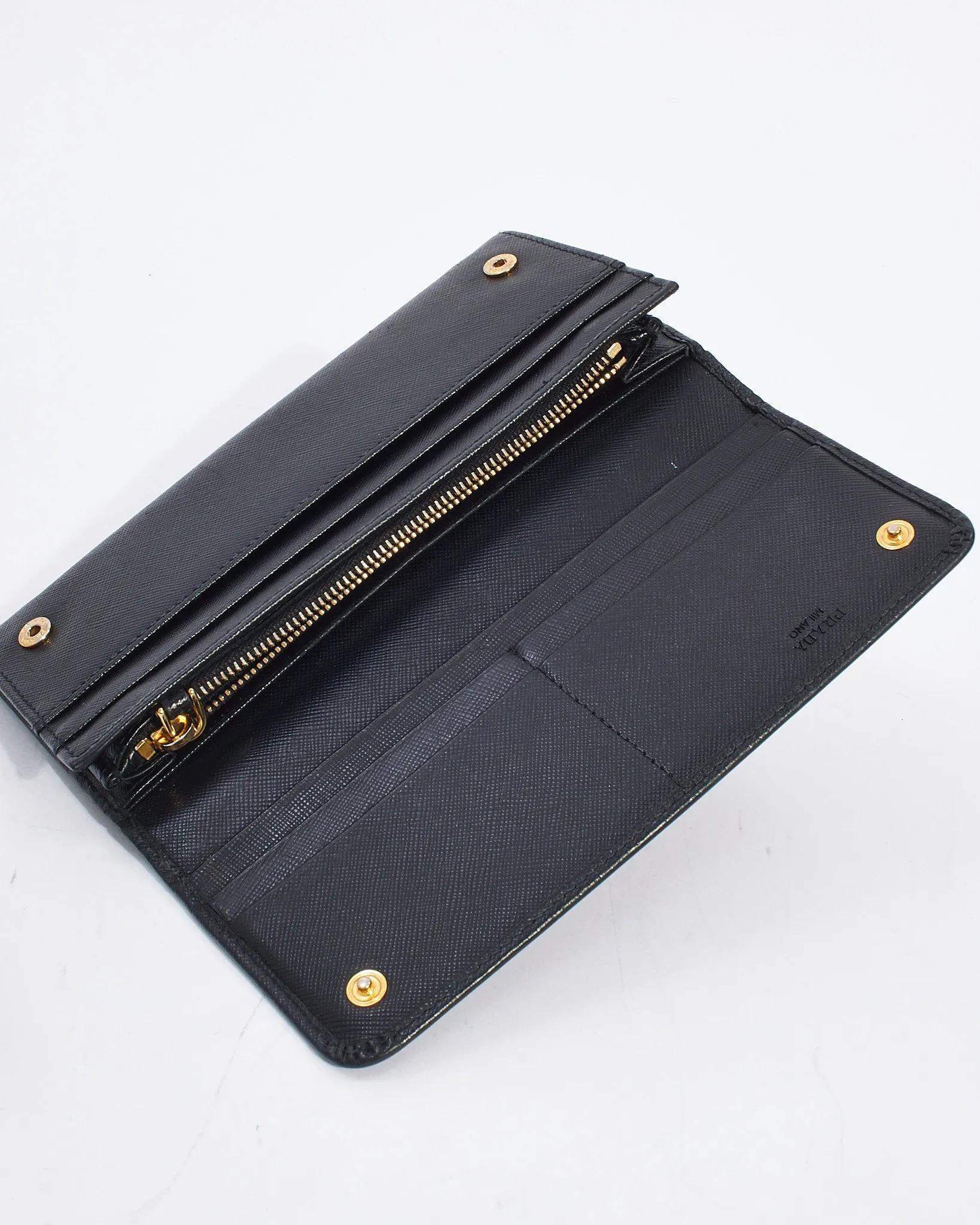 Prada Black Saffiano Leather Large Wallet