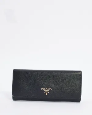 Prada Black Saffiano Leather Large Wallet