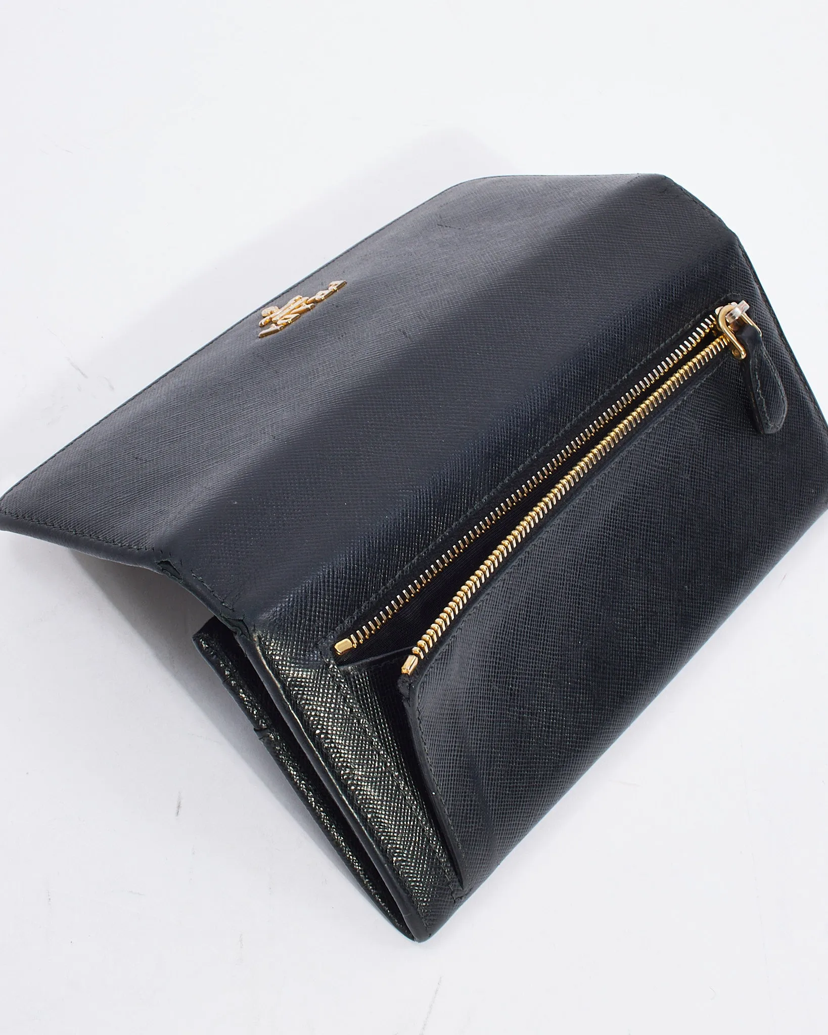 Prada Black Saffiano Leather Large Wallet