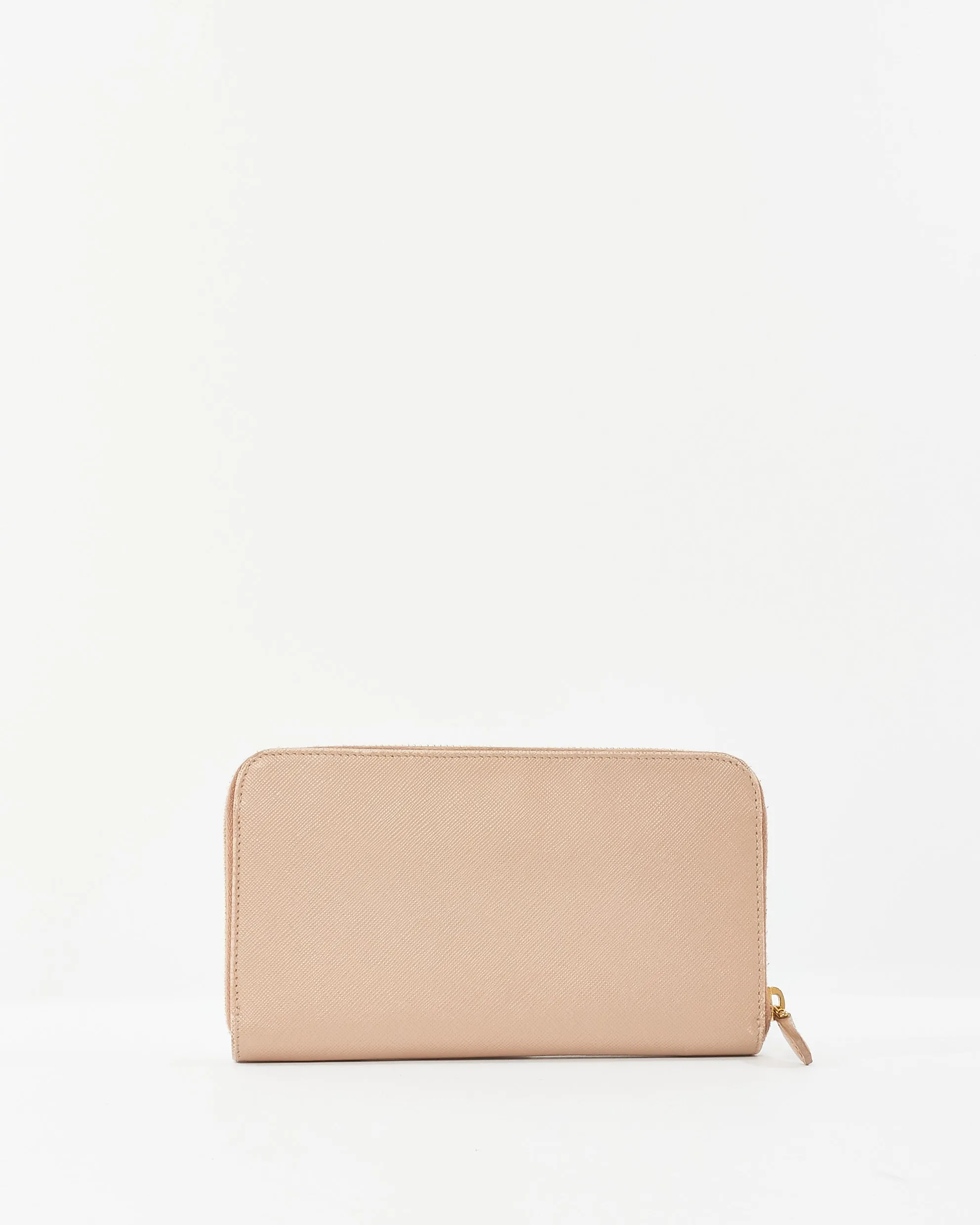 Prada Blush Saffiano Leather Long Zip Wallet