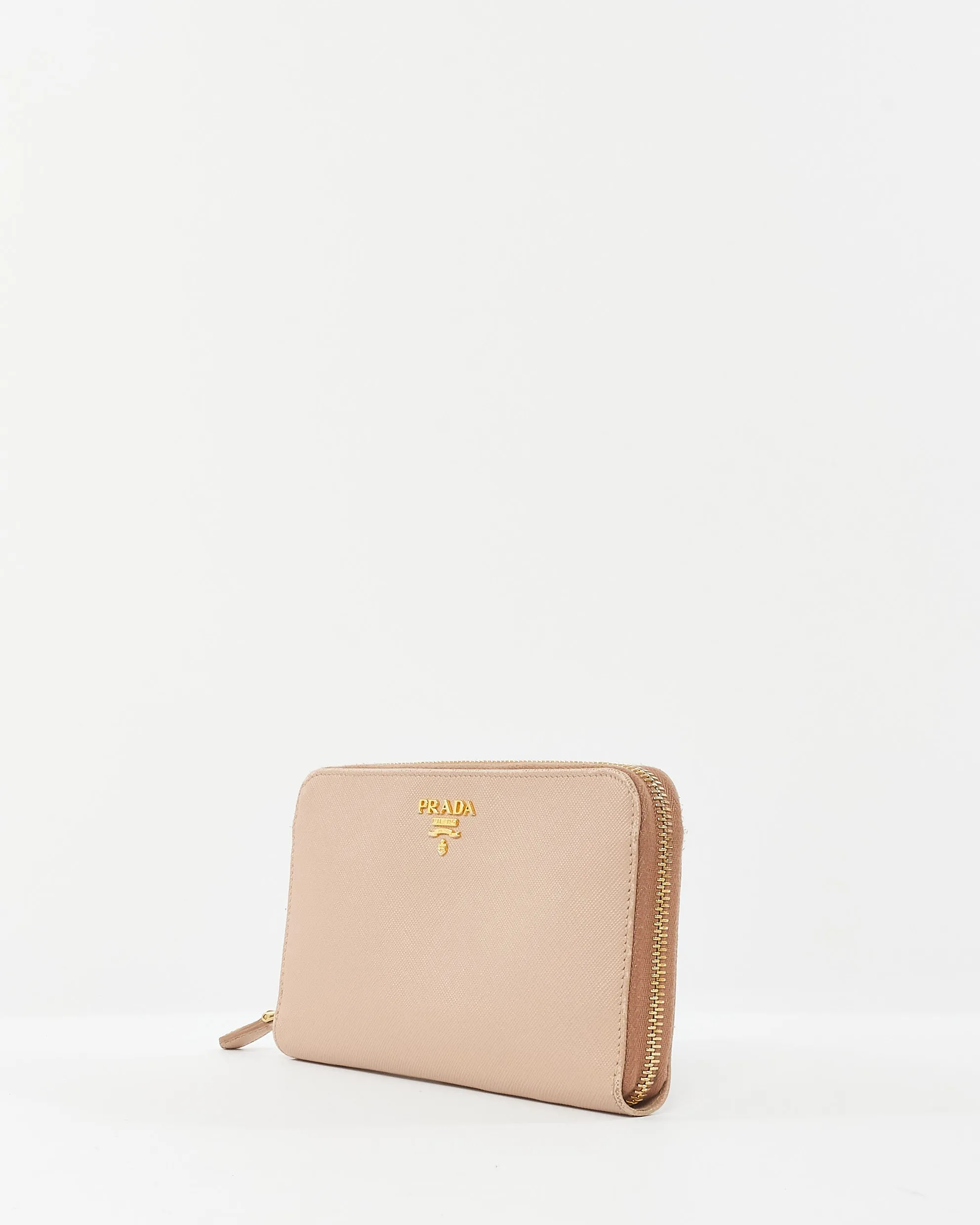 Prada Blush Saffiano Leather Long Zip Wallet