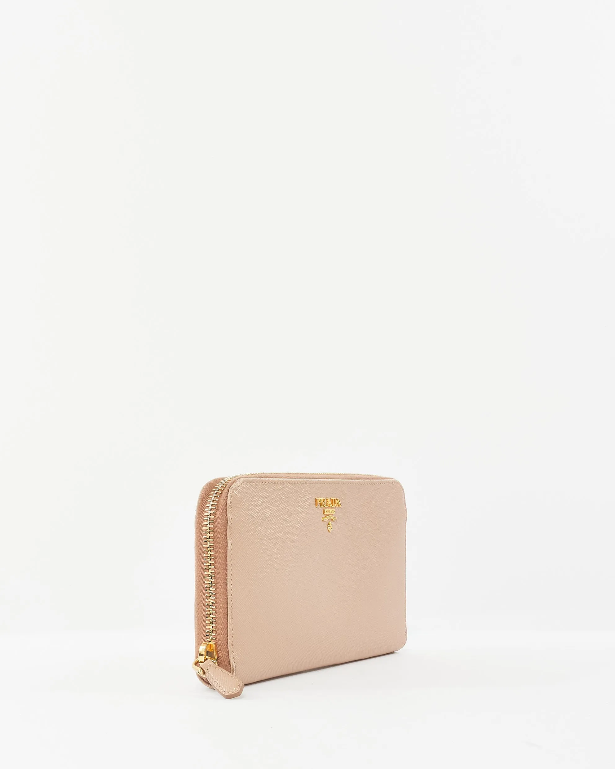 Prada Blush Saffiano Leather Long Zip Wallet