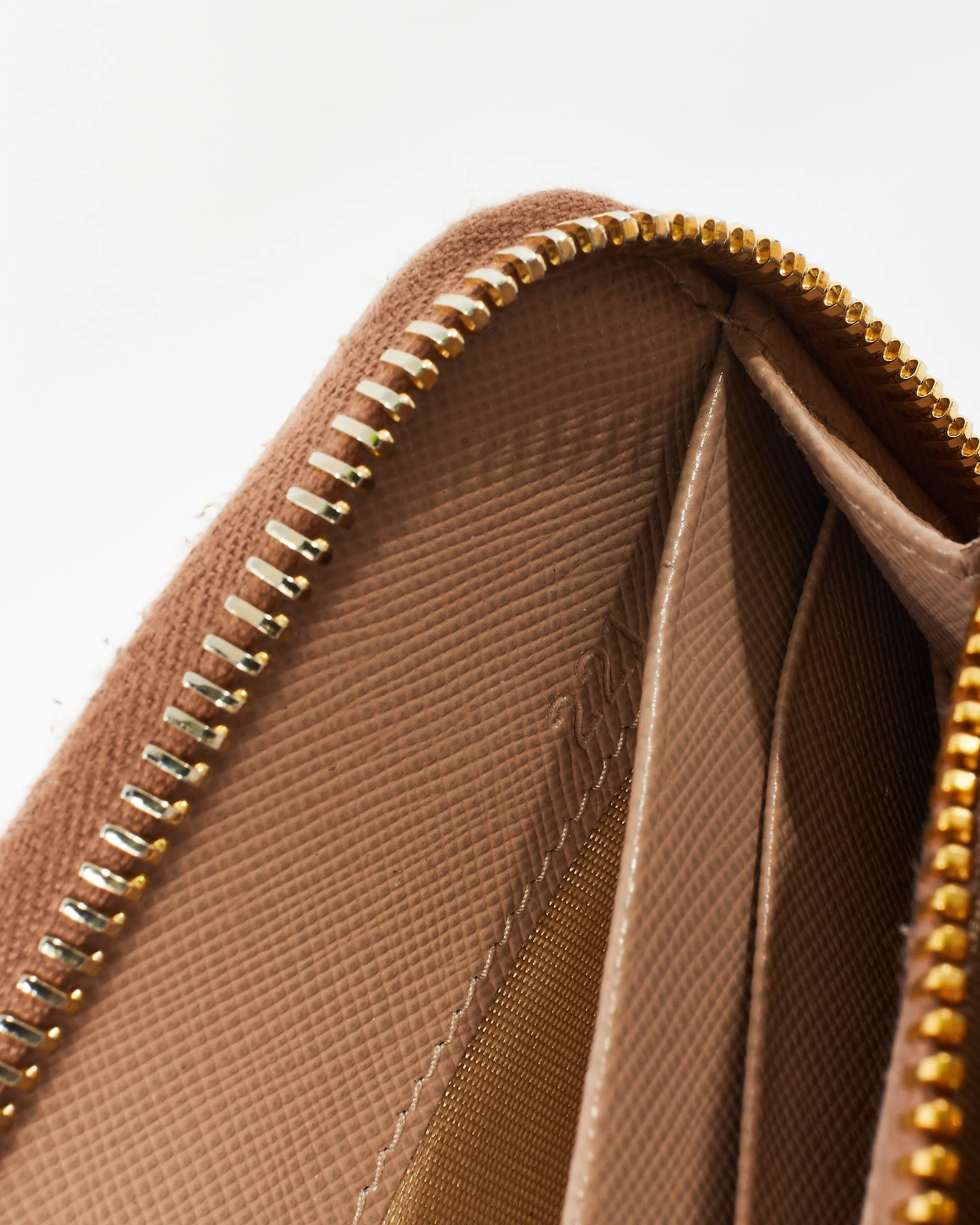 Prada Blush Saffiano Leather Long Zip Wallet
