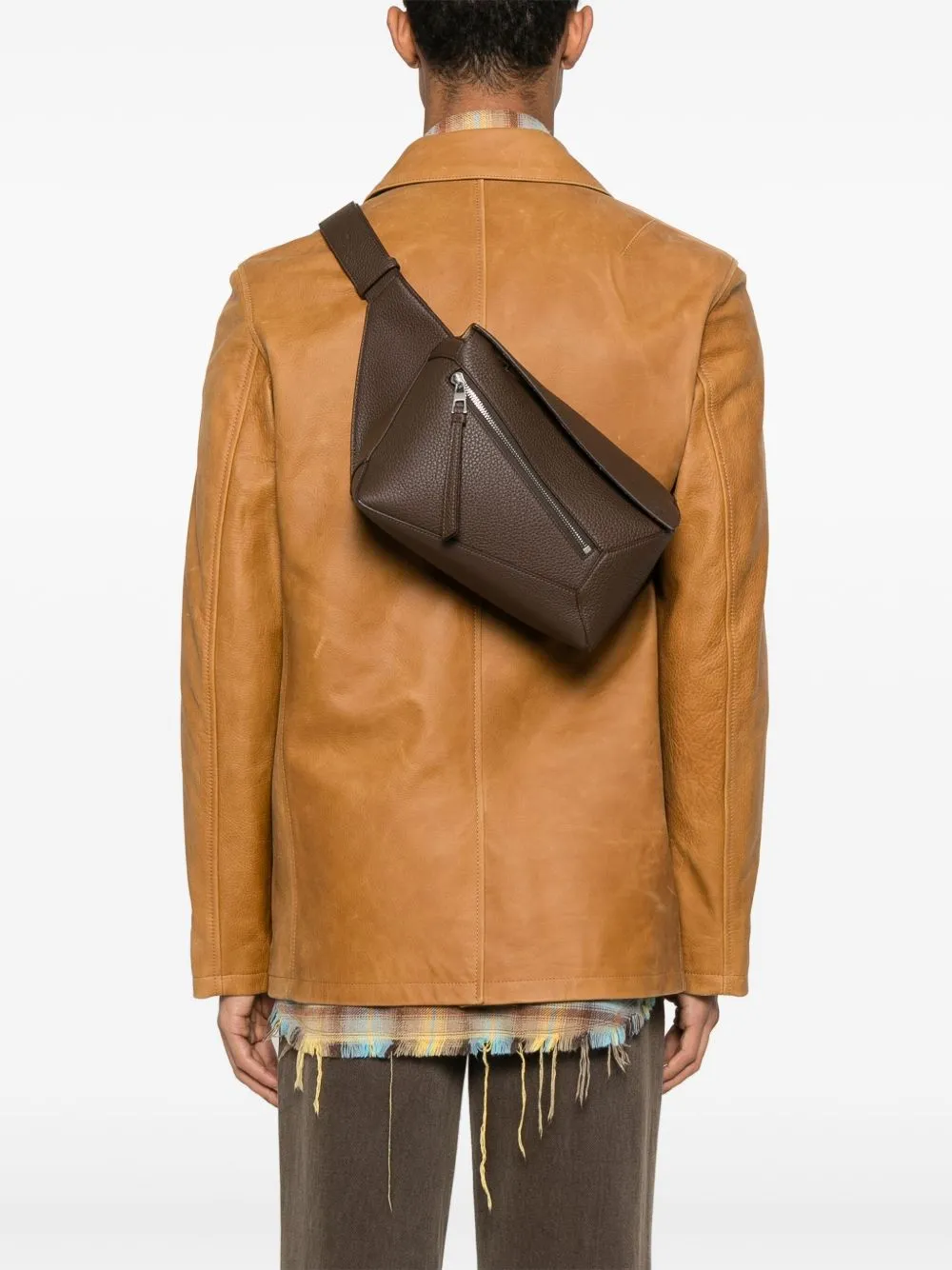 Puzzle edge small leather bumbag