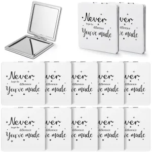 Qunclay 12 Pcs Employee Inspirational Compact Mirrors Bulk Appreciation Purse Portable Square Pocket Mirrors Thank You Gifts for Mother's Day Women Teachers Volunteer Nurse