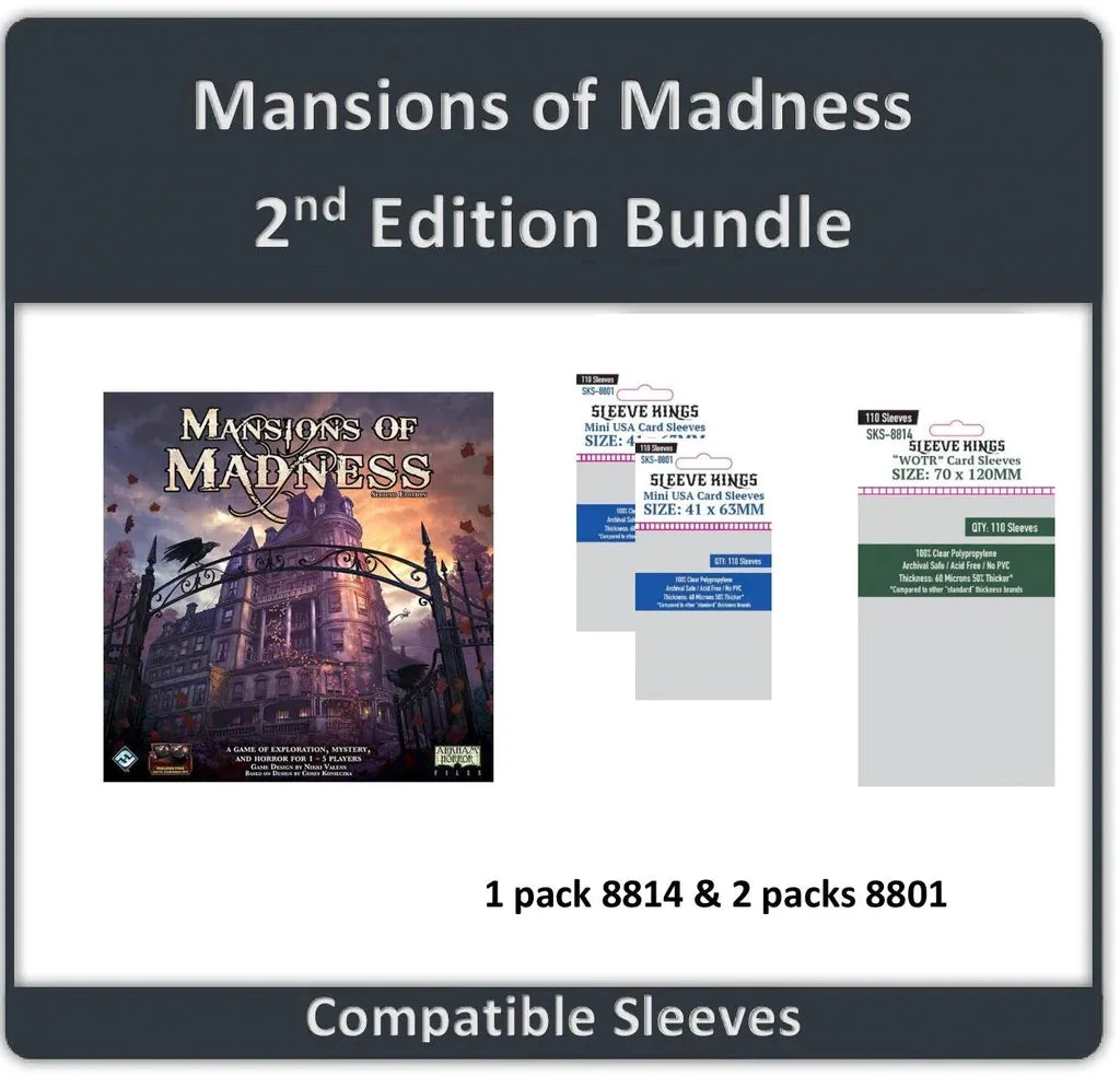 "Mansions of Madness (2nd Edition)" Compatible Sleeve Bundle (8801 X 2   8814 X 1)