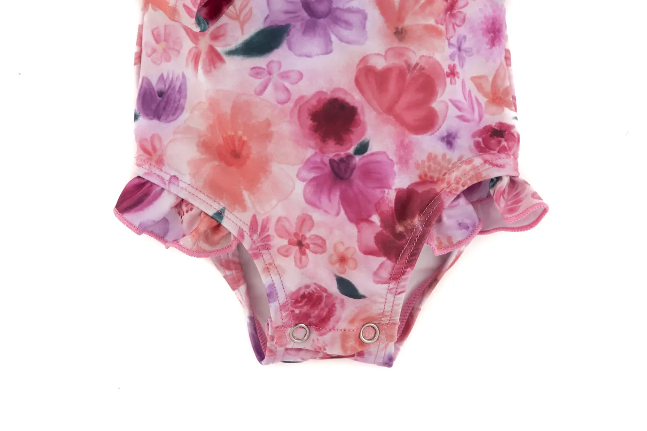 "mila" children's upf50  rashguard ruffle swimsuit
