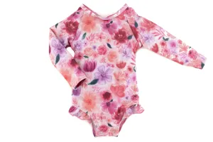 "mila" children's upf50  rashguard ruffle swimsuit