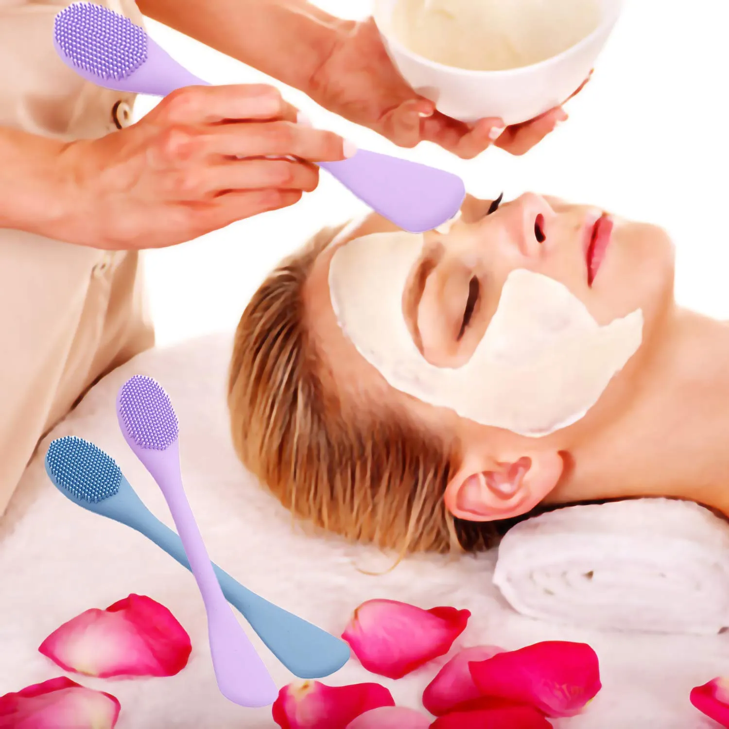RamPula Silicone Face Mask Brush, Face Scrubber for Gentle Exfoliating & Hairless Moisturizers Applicator Tools for Apply Mud, Clay, Charcoal Mixed Mask, Cream, Lotion
