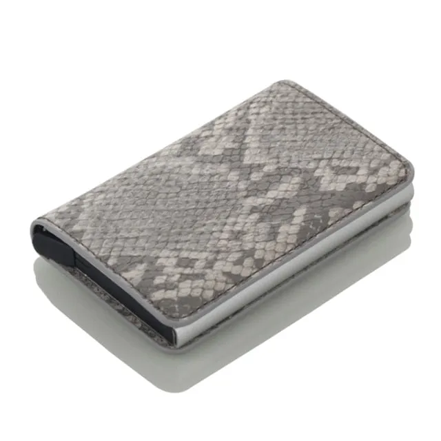 Realaiot Antitheft Rfid Blocking Wallet Metal Credit Card Holder Automatic Elastic Vintage Aluminum Wallet PU Leather rfidwallet Gifts for Men