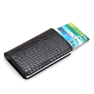Realaiot Antitheft Rfid Blocking Wallet Metal Credit Card Holder Automatic Elastic Vintage Aluminum Wallet PU Leather rfidwallet Gifts for Men