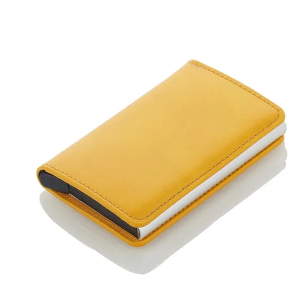 Realaiot Antitheft Rfid Blocking Wallet Metal Credit Card Holder Automatic Elastic Vintage Aluminum Wallet PU Leather rfidwallet Gifts for Men