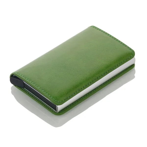 Realaiot Antitheft Rfid Blocking Wallet Metal Credit Card Holder Automatic Elastic Vintage Aluminum Wallet PU Leather rfidwallet Gifts for Men