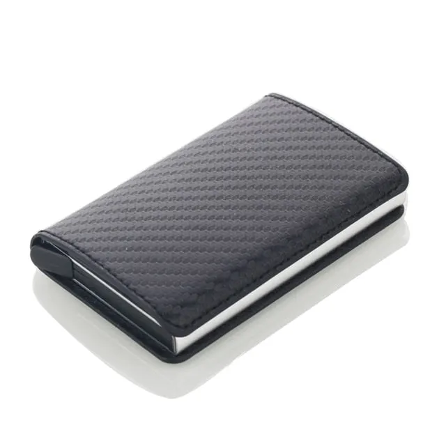 Realaiot Antitheft Rfid Blocking Wallet Metal Credit Card Holder Automatic Elastic Vintage Aluminum Wallet PU Leather rfidwallet Gifts for Men