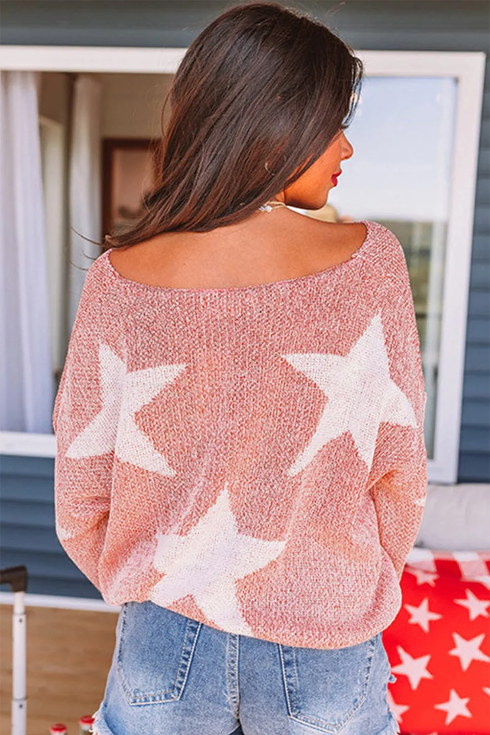 Red Star Lightweight Knit Plus Size Sweater