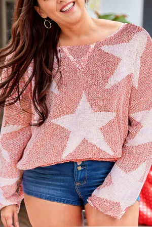 Red Star Lightweight Knit Plus Size Sweater