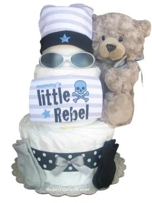 Rockin Rebel Blue Diaper Cake