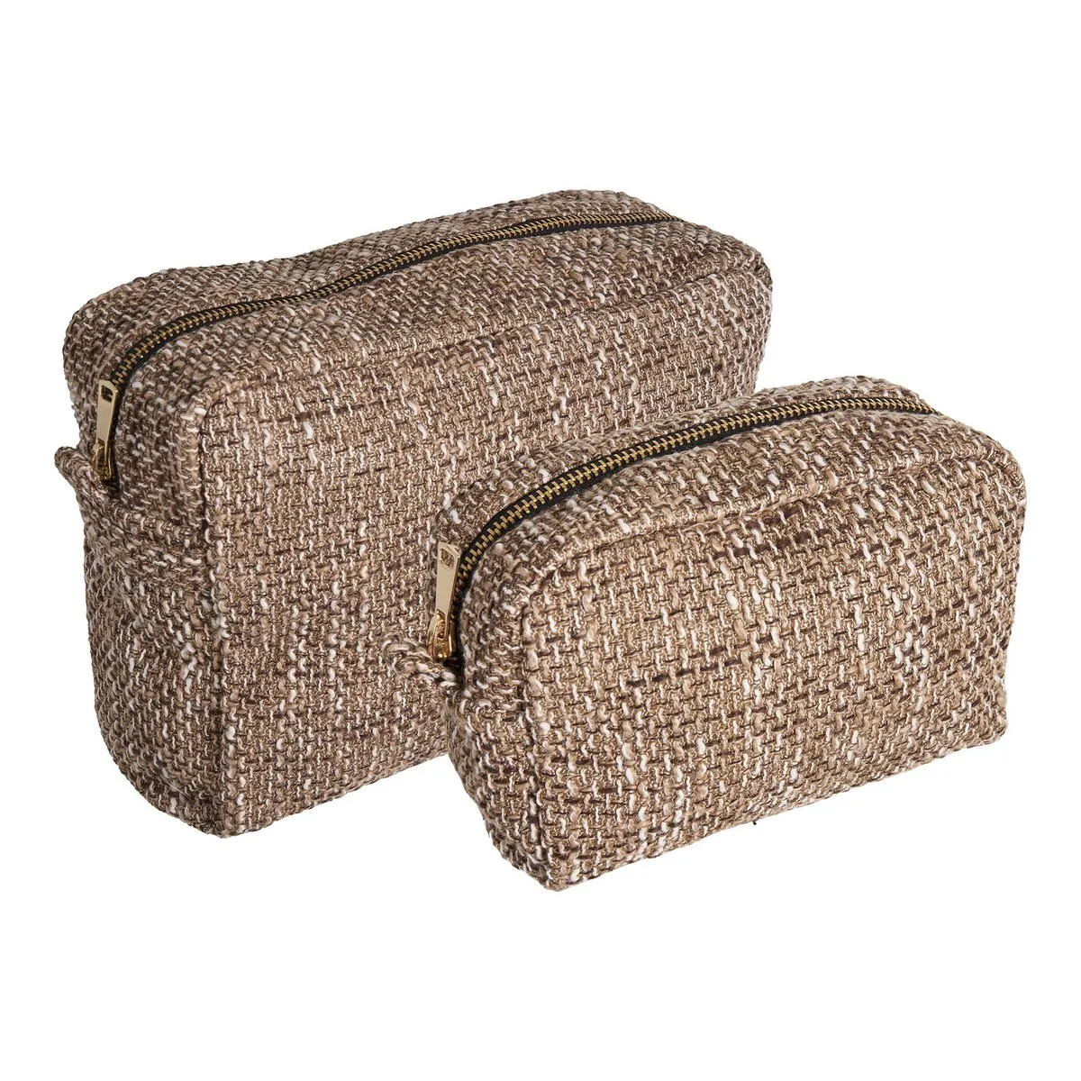 Rootz Brown Mix Set of 2 Toilet Bag - Travel Organizer - Cosmetic Pouch - Lightweight Design - 2030cm x 1422cm x 911cm