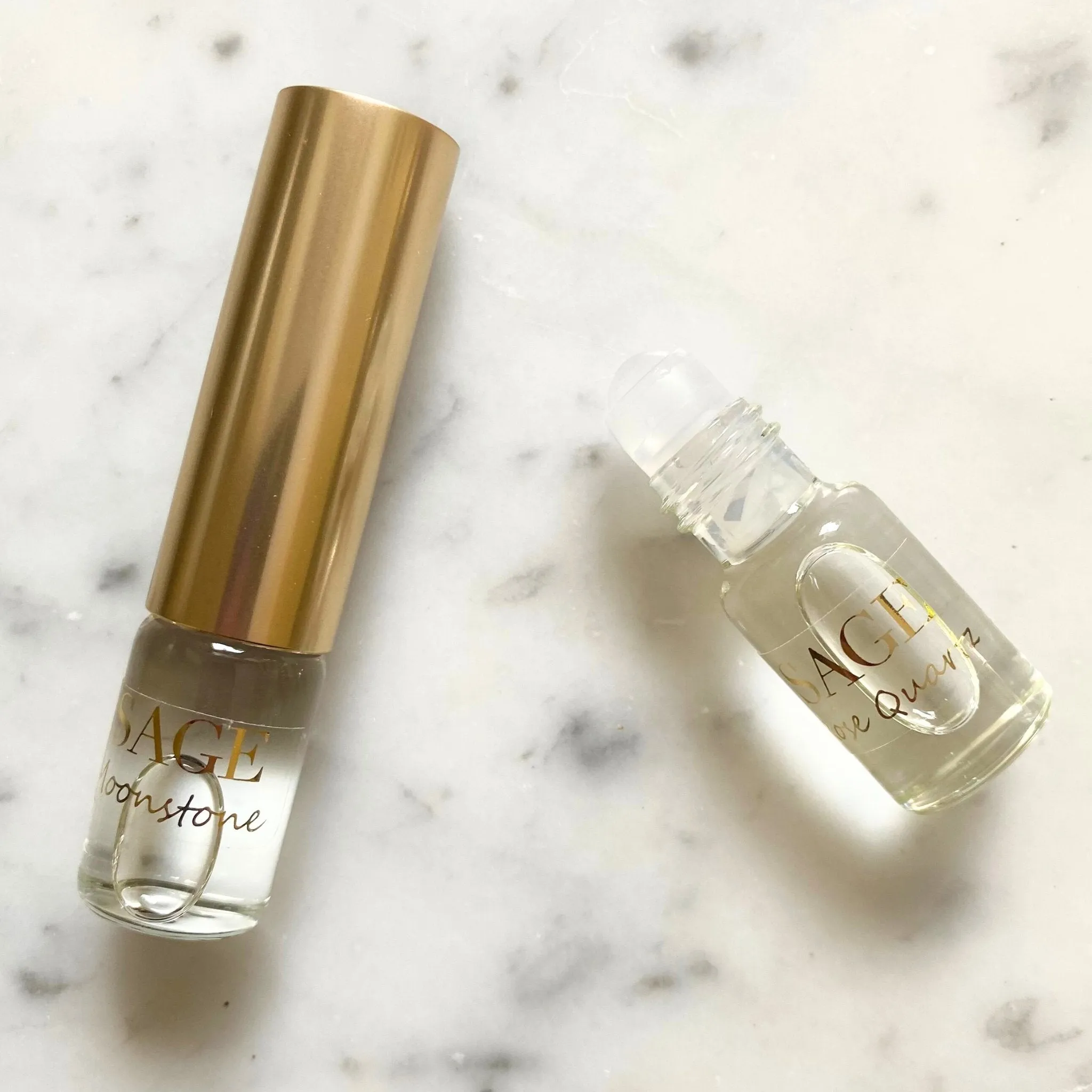 Rose Quartz & Moonstone Organic 1/4 oz Eau de Toilette Dual Roll-On by Sage