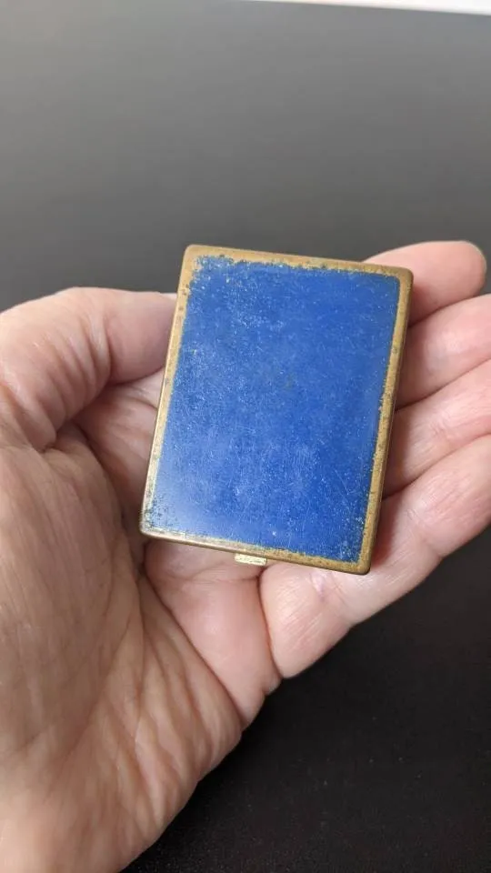 Royal Blue Prince Matchabelli Single Compact, 30s Rare Cosmetic Collectable
