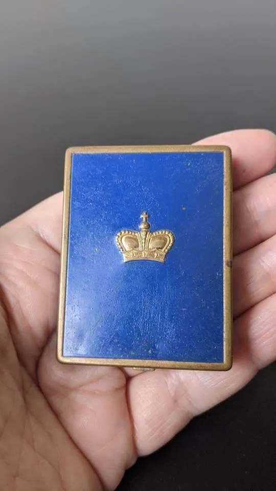 Royal Blue Prince Matchabelli Single Compact, 30s Rare Cosmetic Collectable