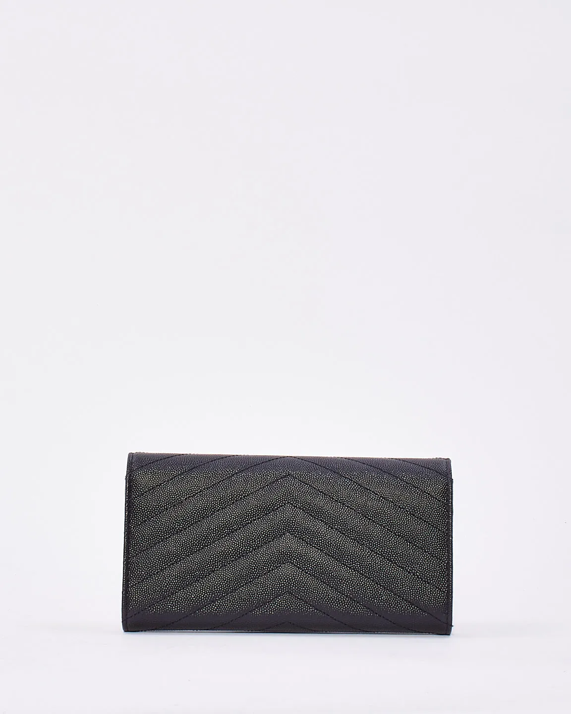 Saint Laurent Black Grained Leather Cassandra Large Flap Wallet