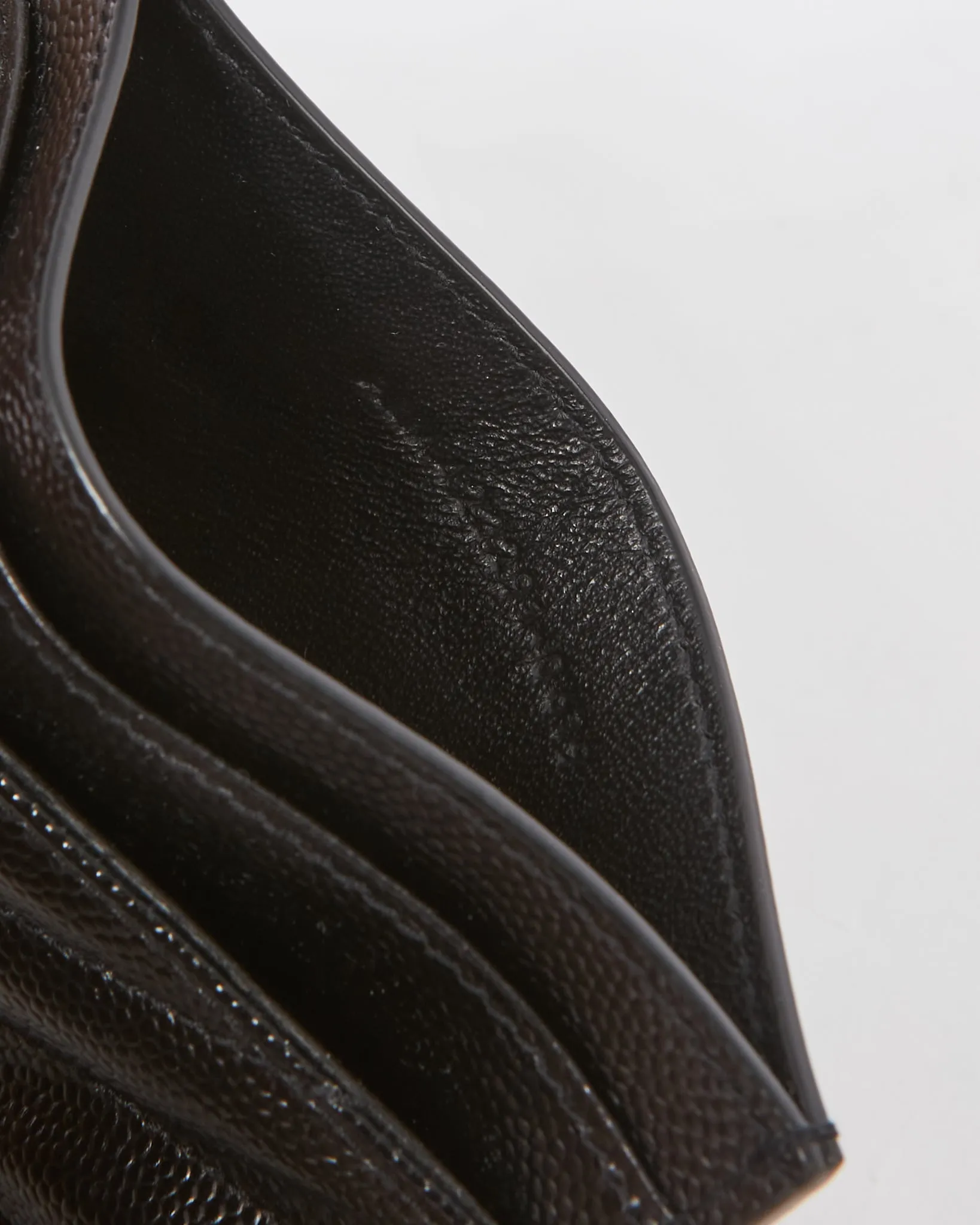 Saint Laurent Black Matelassé Grained Leather Cassandre Embossed Card Holder