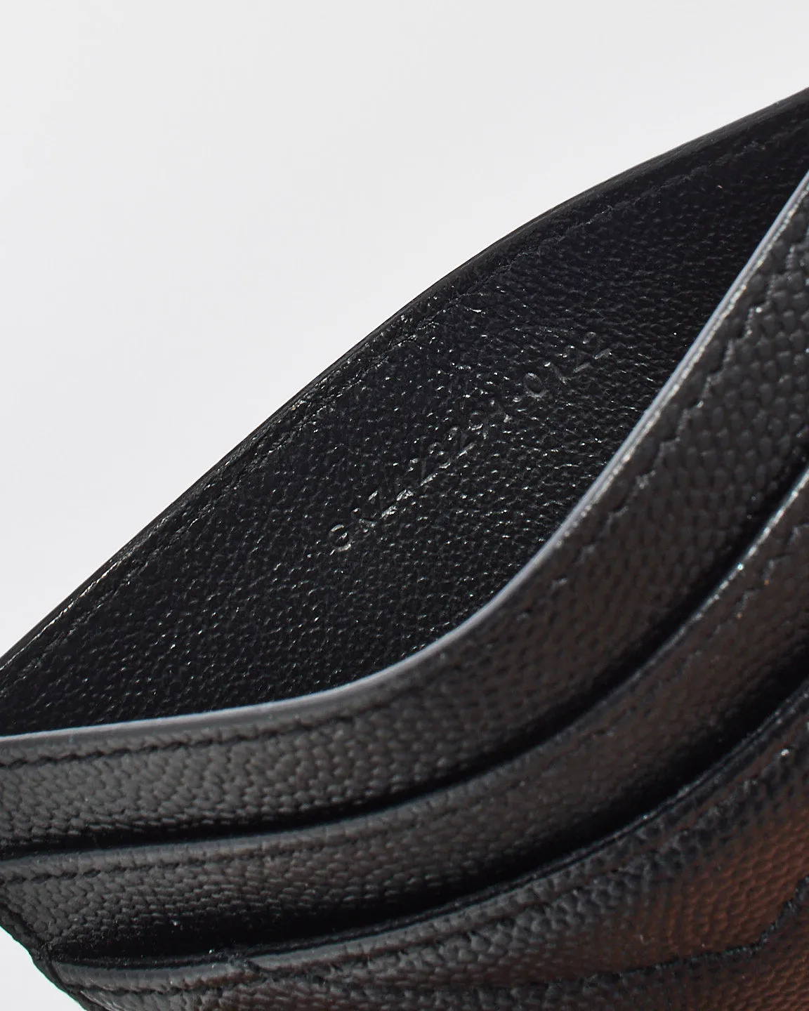 Saint Laurent Black Matlasse Graind de Poudre Leather Cassandre Card Holder
