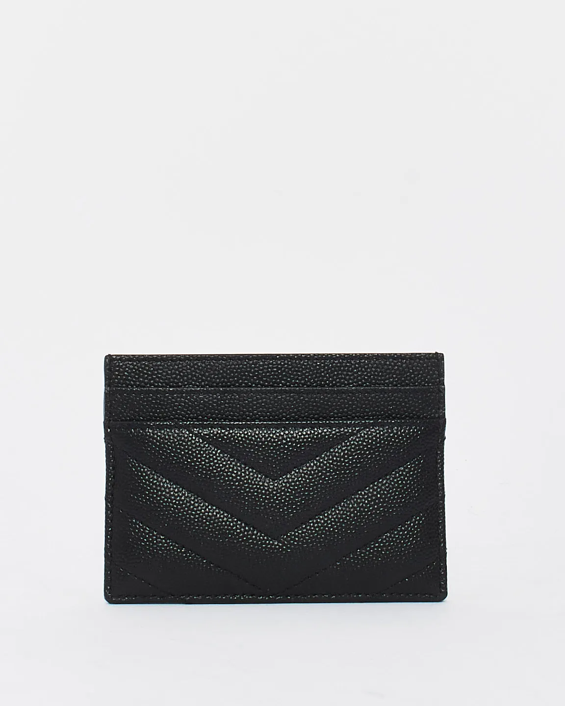 Saint Laurent Black Matlasse Graind de Poudre Leather Cassandre Card Holder