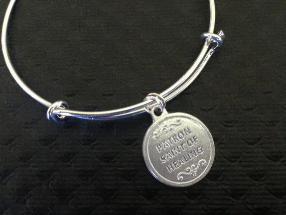 Saint Pio Charm on a Silver Expandable Adjustable Bangle Bracelet Patron Saint of Healing