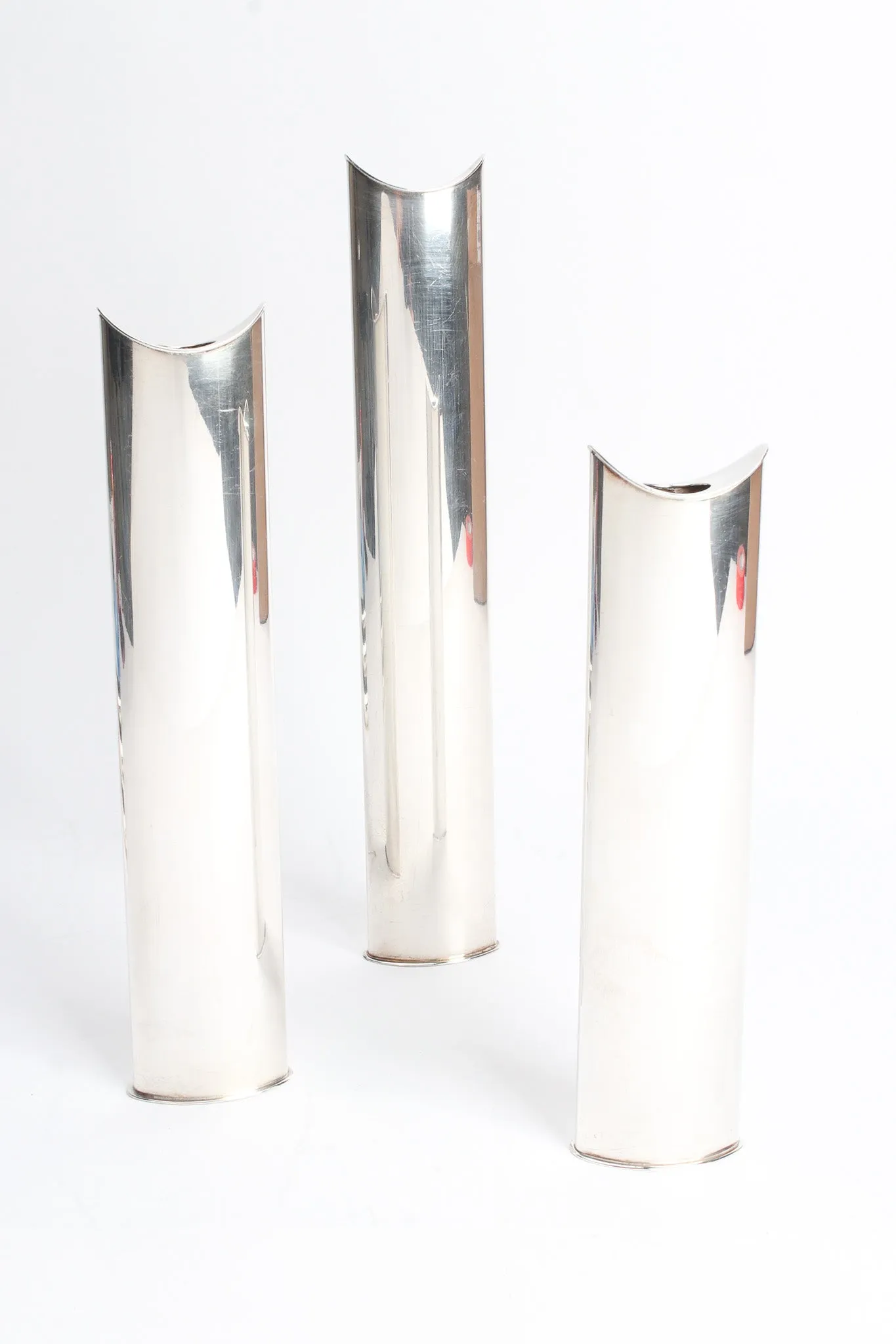 Sculptural Silver Candle Holders